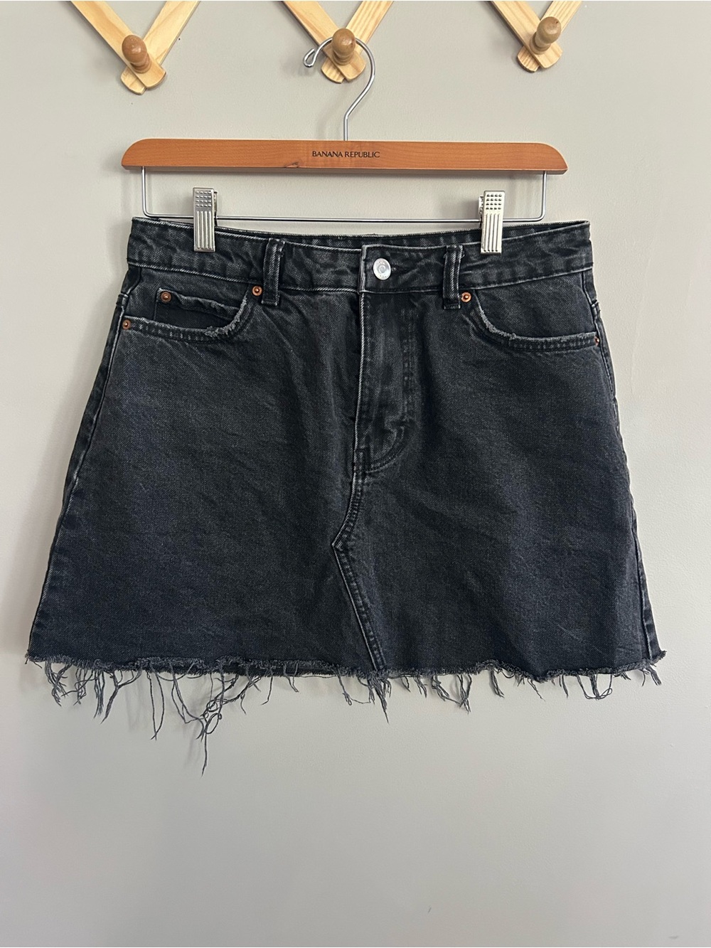 ZARA Black Denim Mini Skirt Size Medium